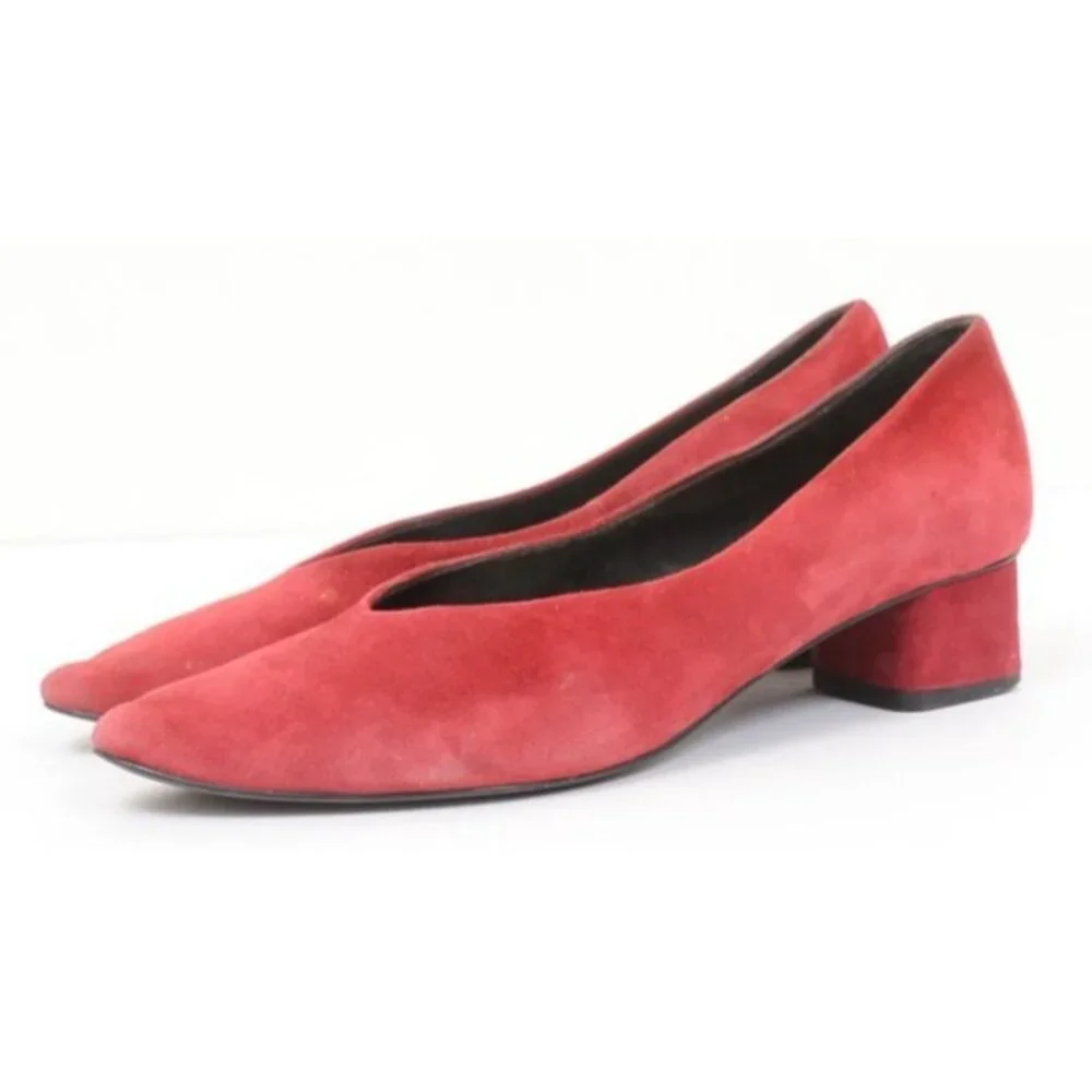 Vaneli Red Suede Leather Fabric Low Heel‎ Career Pumps Slip On Shoes Size 8B